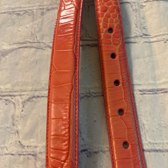 LAUREN RALPH LAUREN PINK CROC ITALIAN LEATHER GOLD TONE BUCKLE WOMENS BELT SMALL - Picture 6 of 13